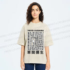 Unisex Yayoi Kusama Square Snake With Dots Printed Washed Tee