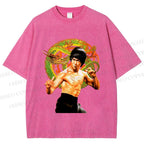 Unisex Bruce Lee Dargon Printed Washed Tee