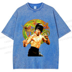 Unisex Bruce Lee Dargon Printed Washed Tee