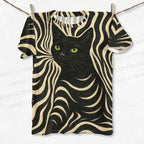 Unisex Geo Black Cat Printed Classic T-shirt