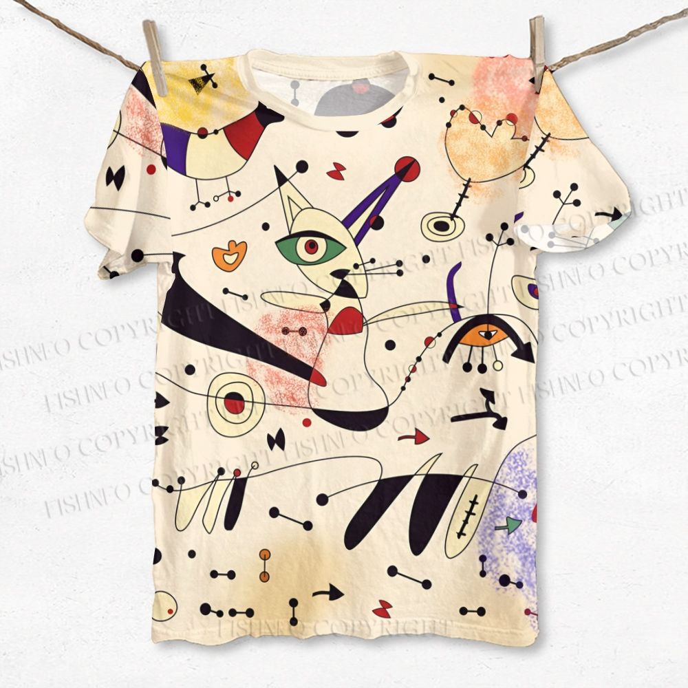 Unisex Joan Miro Graffiti Printed Classic T-shirt