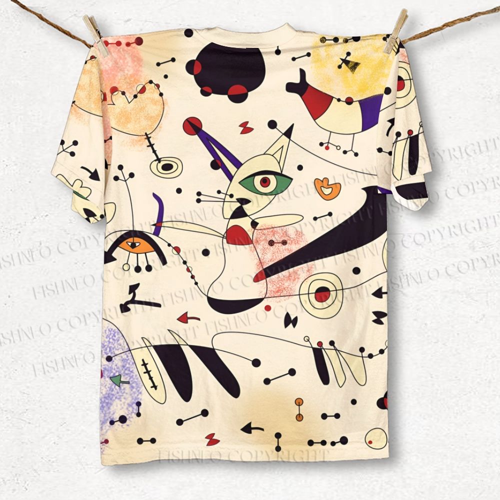 Unisex Joan Miro Graffiti Printed Classic T-shirt