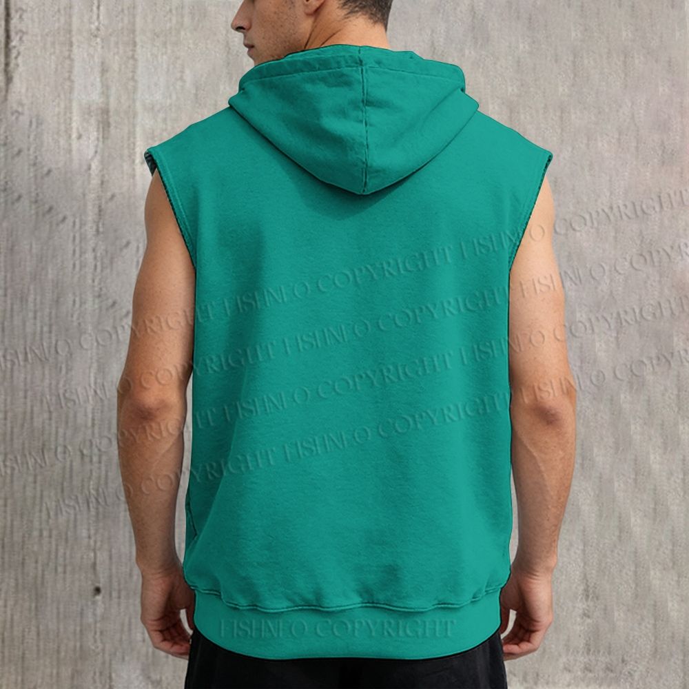 Unisex White Panther With Eyes Printed Sleeveless Hoodie