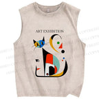 Unisex Joan Miro Cat Printed Washed Tank Top