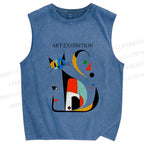 Unisex Joan Miro Cat Printed Washed Tank Top