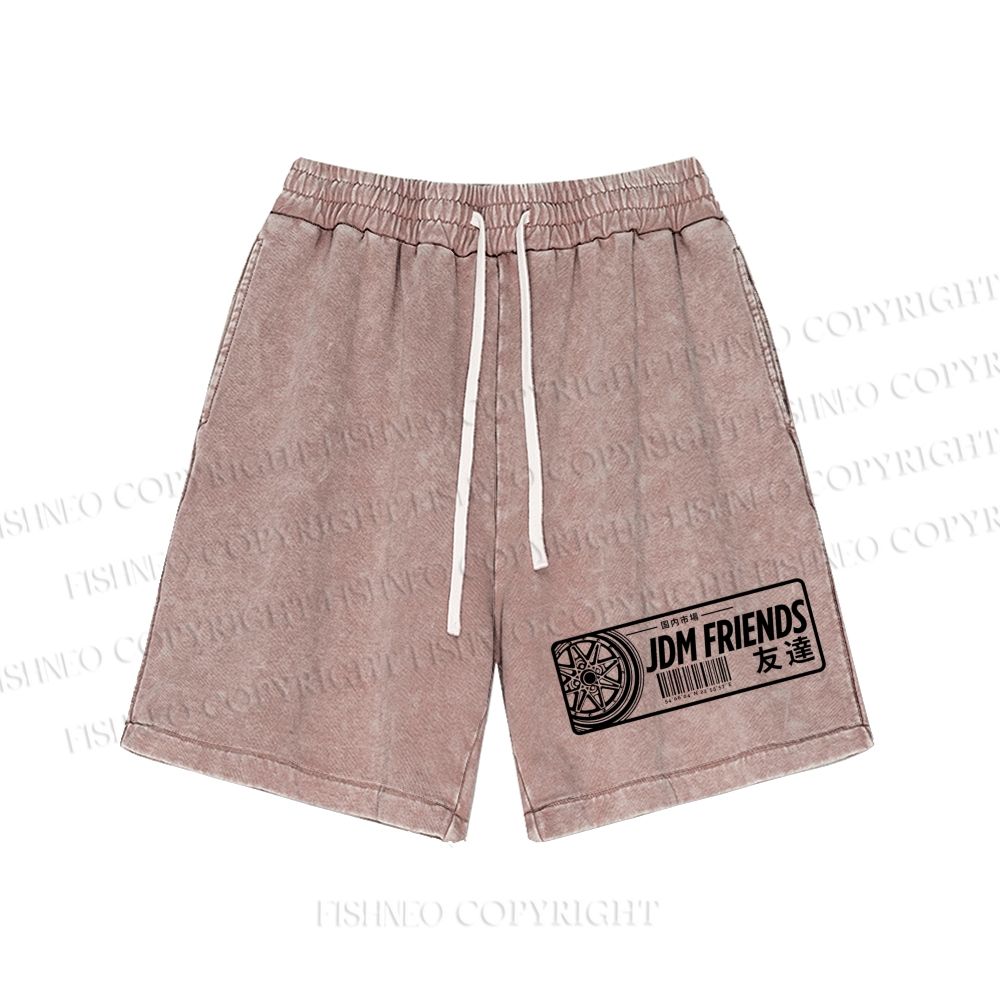 Unisex JDM Friends Washed Shorts