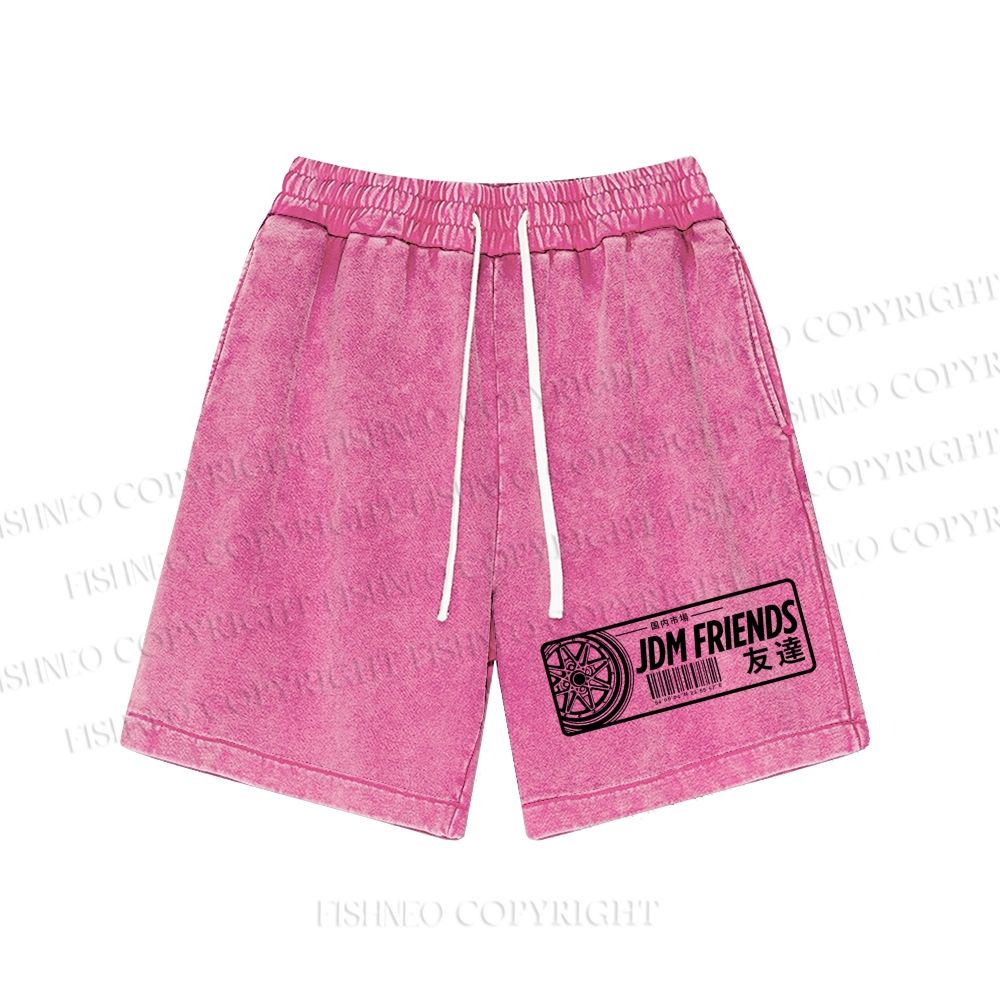 Unisex JDM Friends Washed Shorts