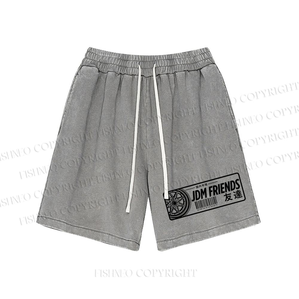 Unisex JDM Friends Washed Shorts