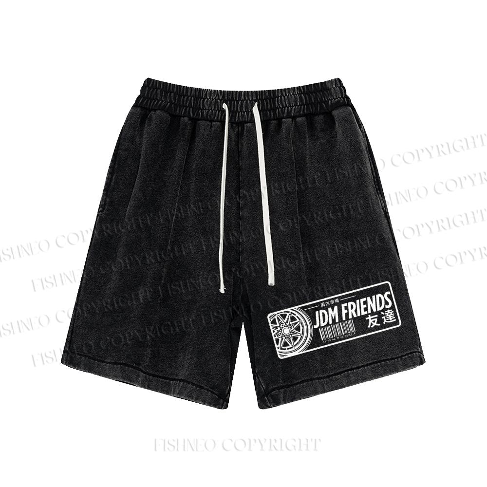 Unisex JDM Friends Washed Shorts