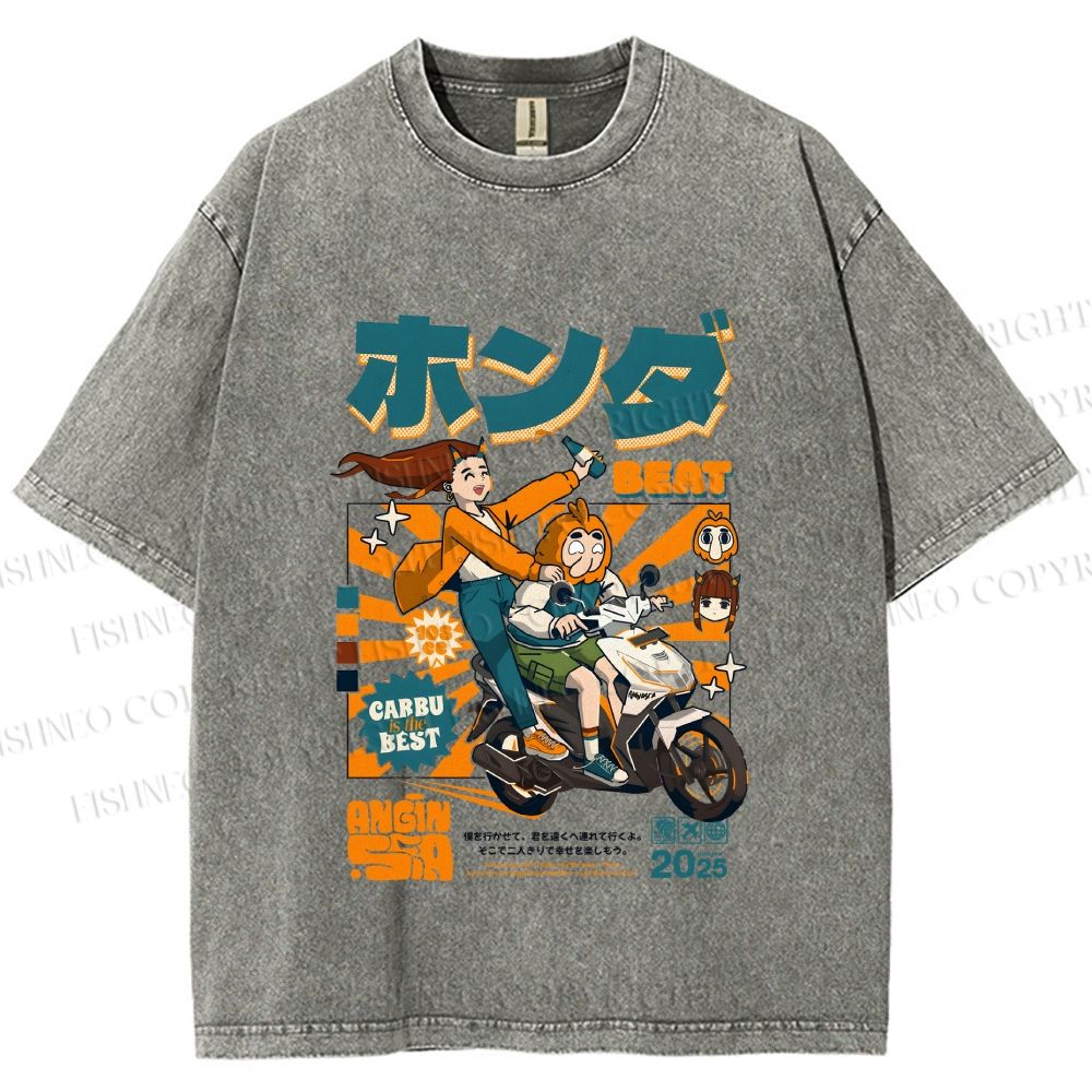 Unisex Honda Beat Printed Washed Tee