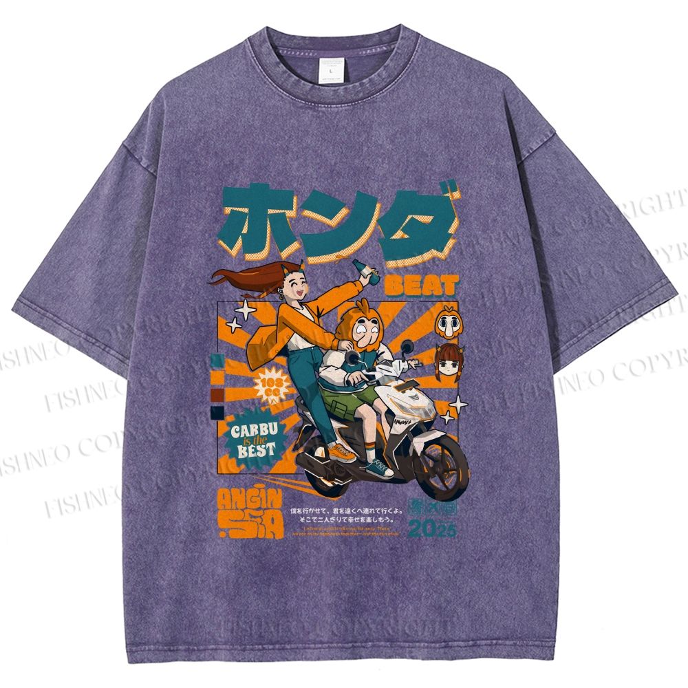 Unisex Honda Beat Printed Washed Tee