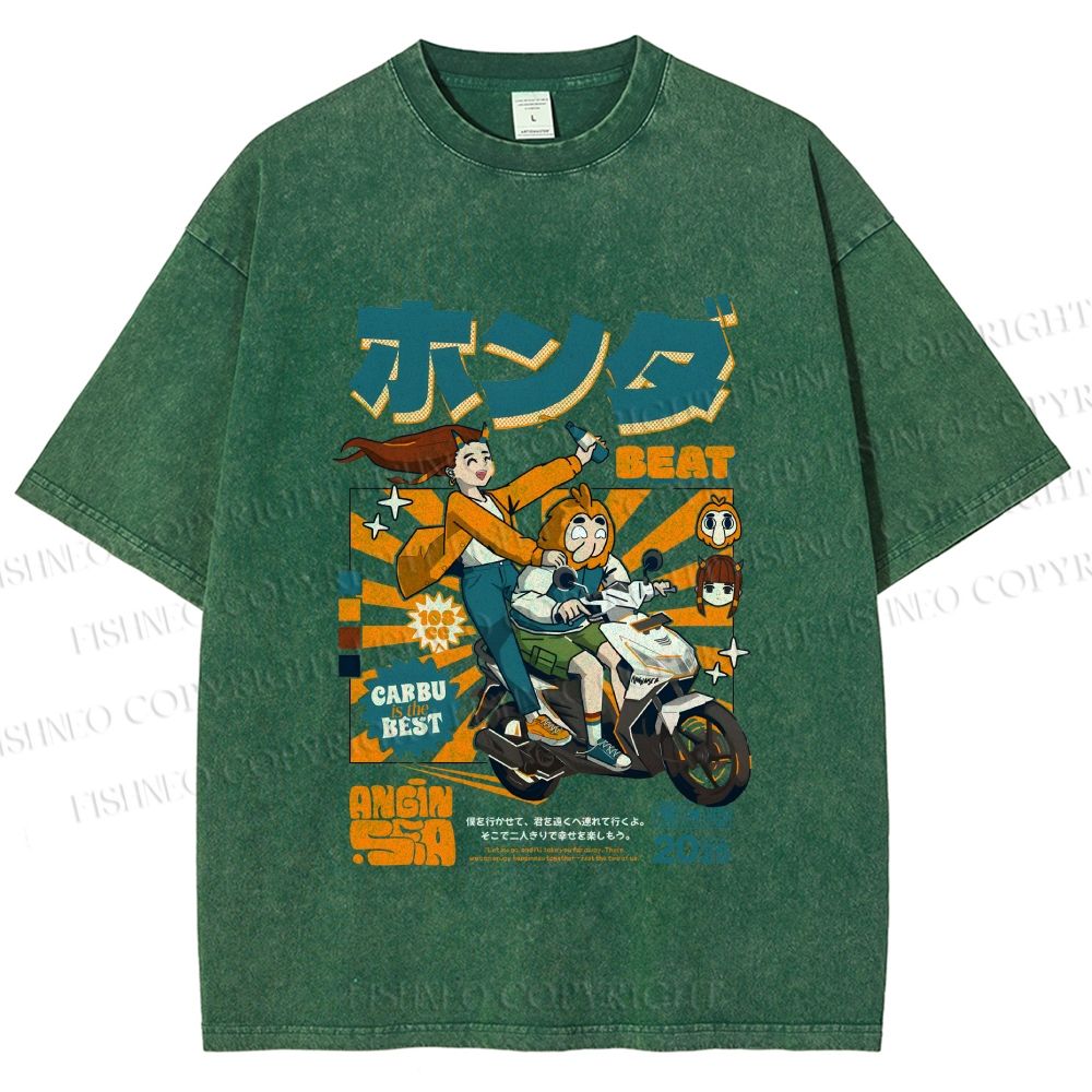 Unisex Honda Beat Printed Washed Tee