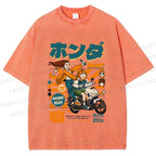 Unisex Honda Beat Printed Washed Tee