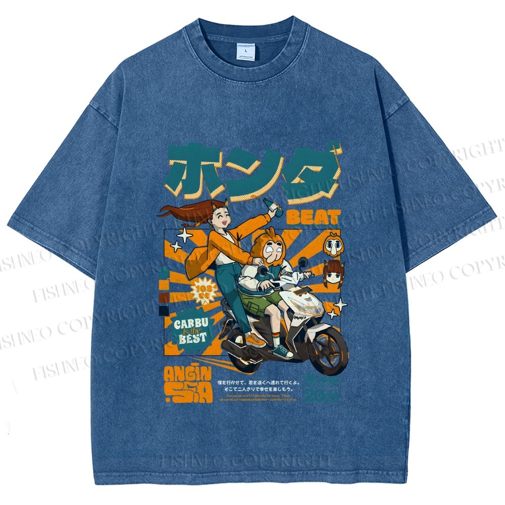 Unisex Honda Beat Printed Washed Tee
