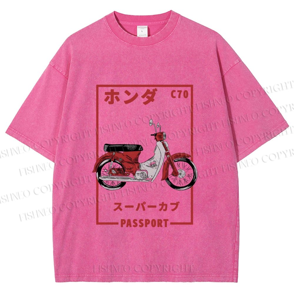 Unisex C70 Honda Super Cub Printed Washed Tee