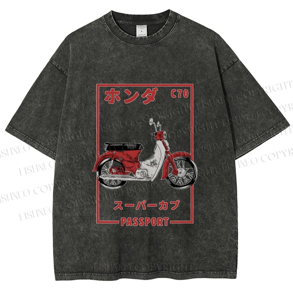 Unisex C70 Honda Super Cub Printed Washed Tee