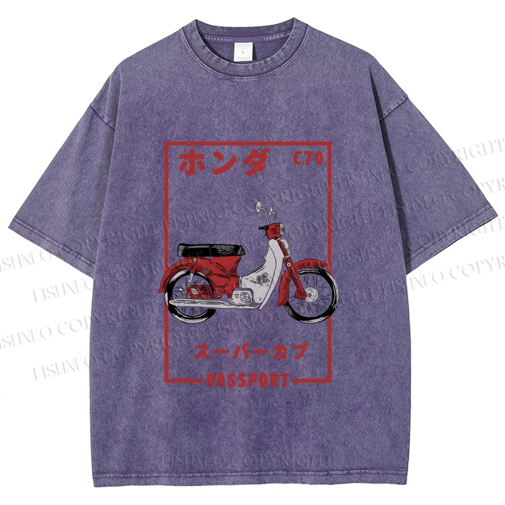 Unisex C70 Honda Super Cub Printed Washed Tee