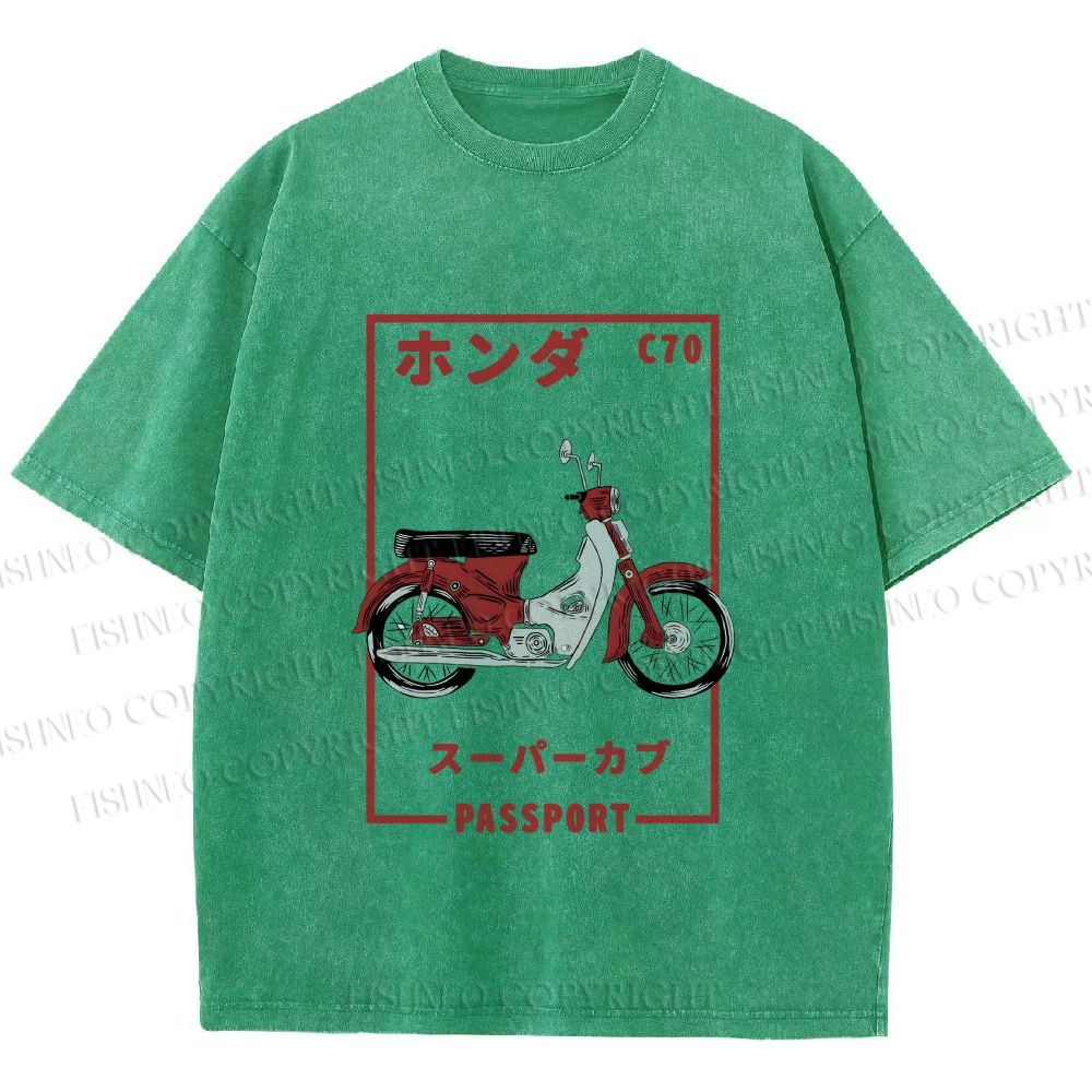 Unisex C70 Honda Super Cub Printed Washed Tee