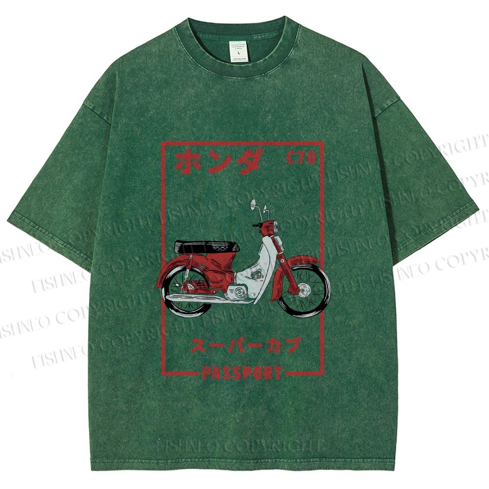 Unisex C70 Honda Super Cub Printed Washed Tee