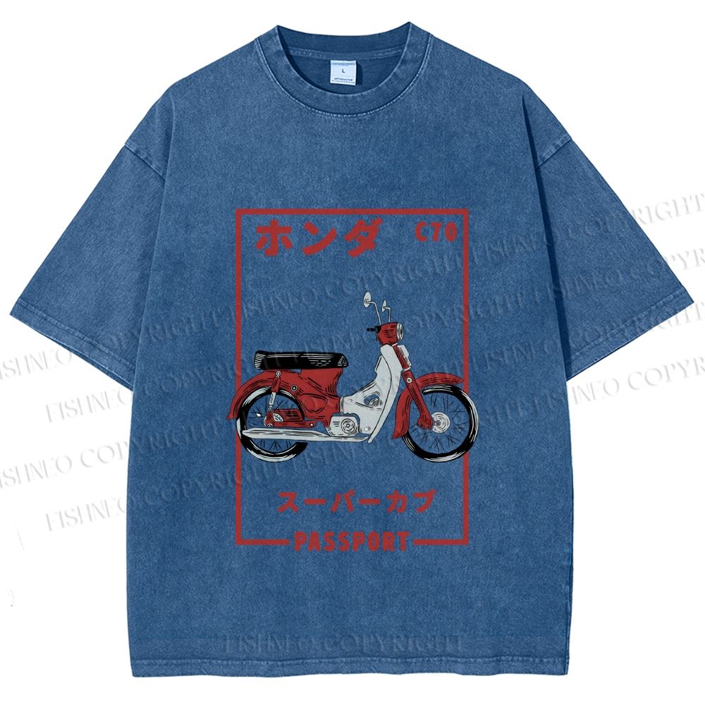 Unisex C70 Honda Super Cub Printed Washed Tee