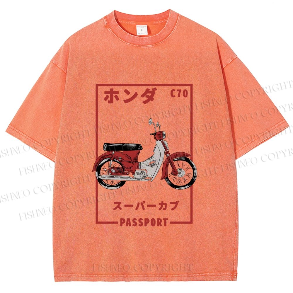 Unisex C70 Honda Super Cub Printed Washed Tee