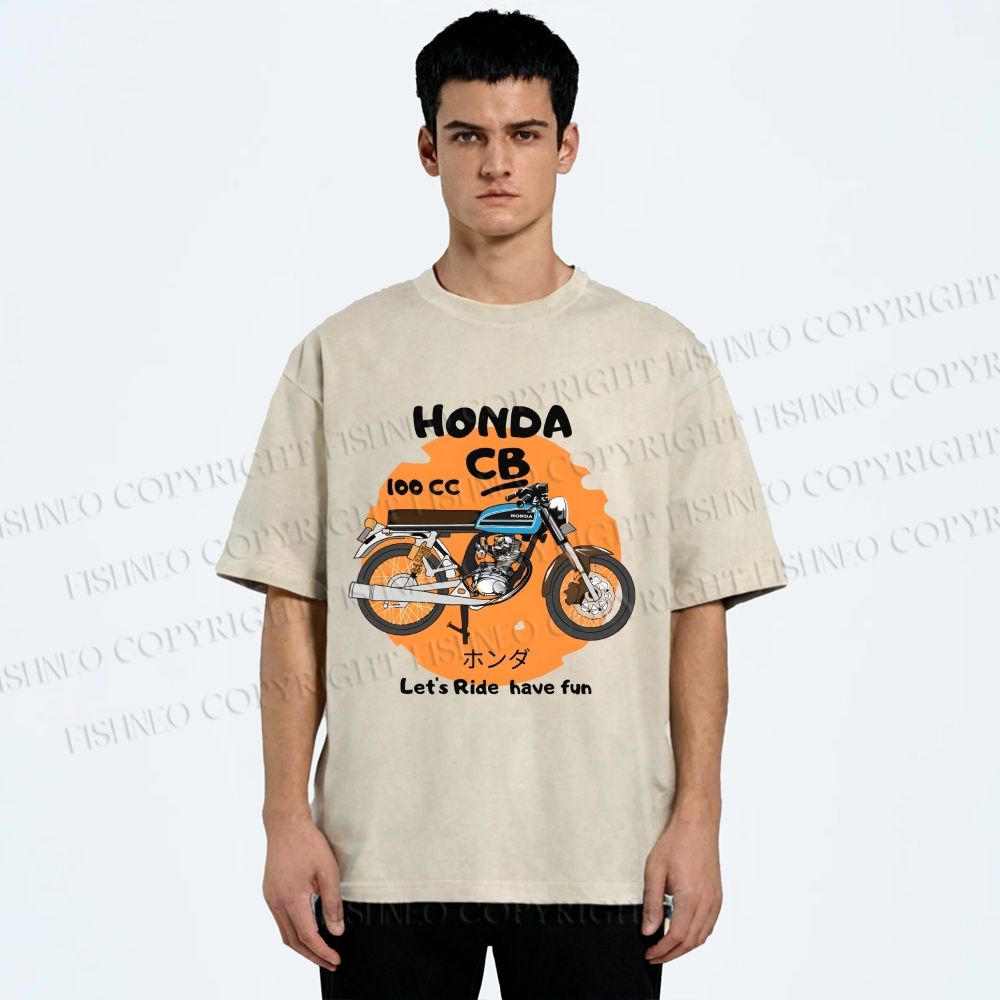 Unisex Honda CB100 Printed Washed Tee