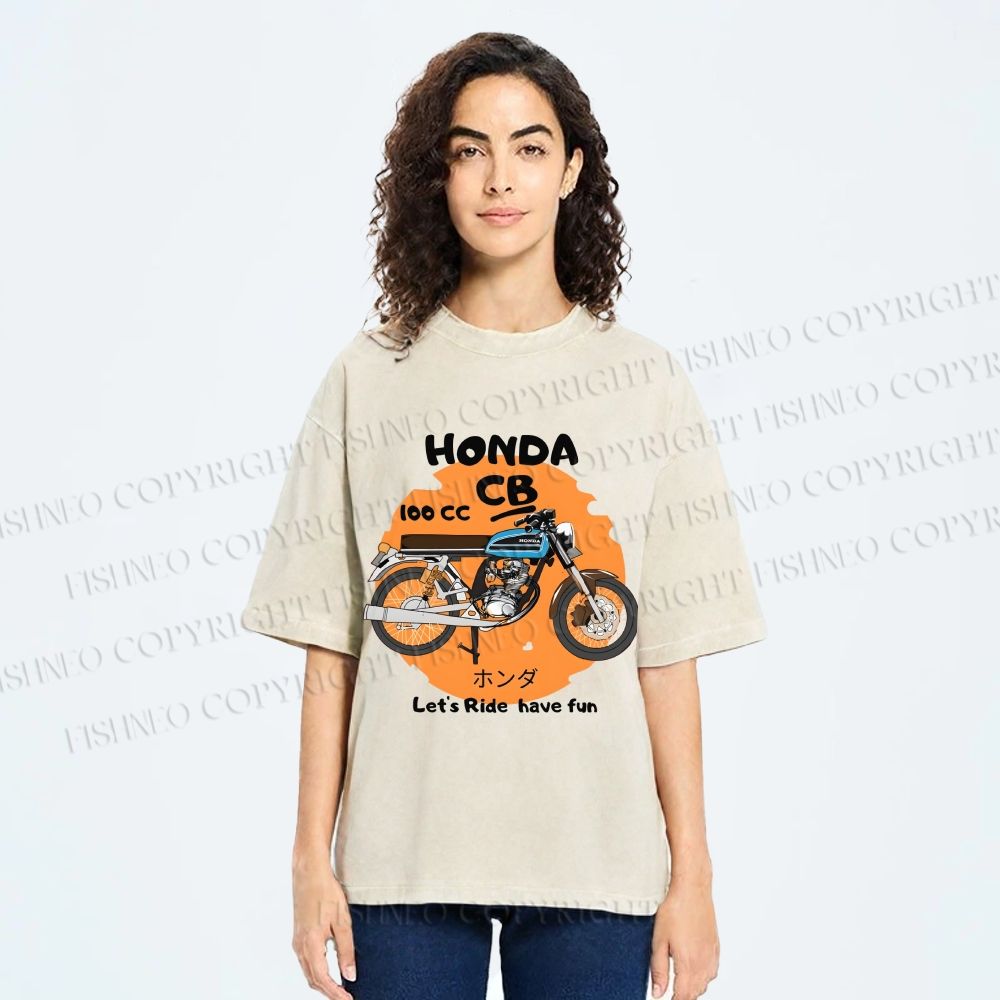 Unisex Honda CB100 Printed Washed Tee
