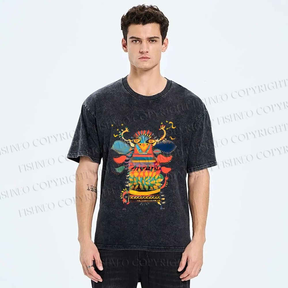 Unisex Dia de los Muertos Printed Washed Tee