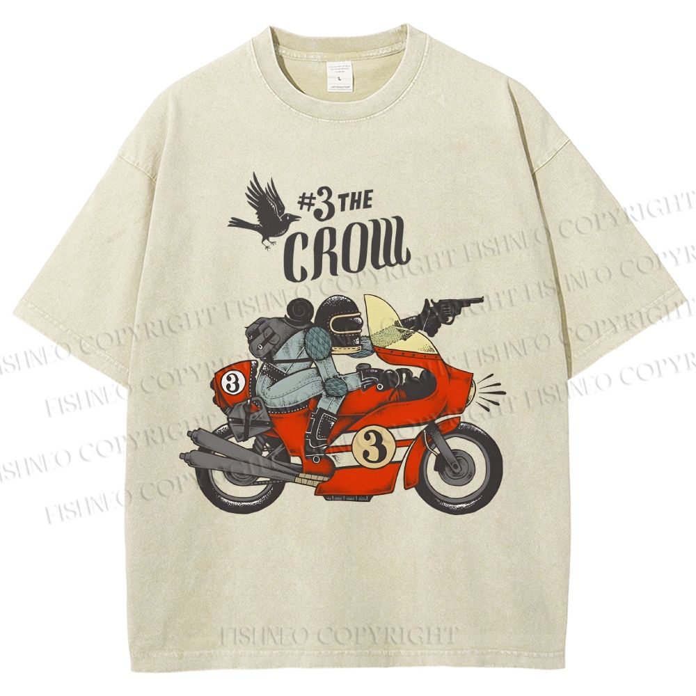 Unisex Cool Motorcycle Printed Washed Tee