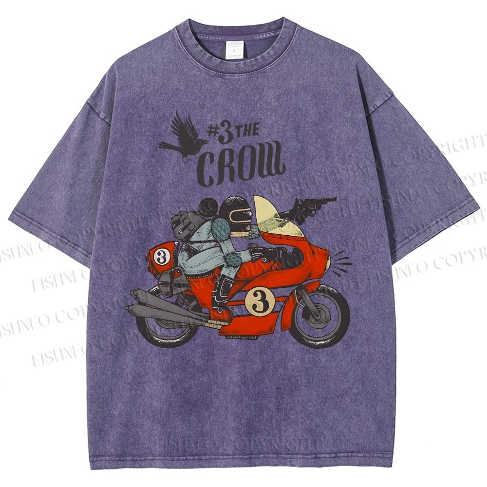 Unisex Cool Motorcycle Printed Washed Tee