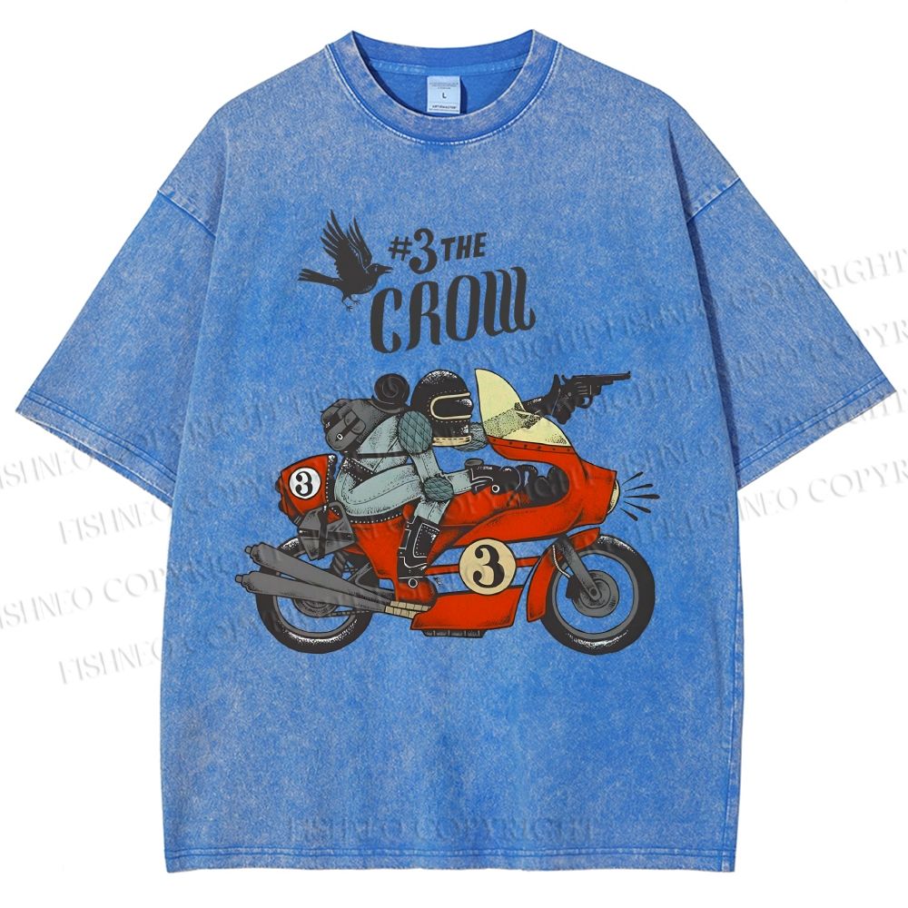 Unisex Cool Motorcycle Printed Washed Tee