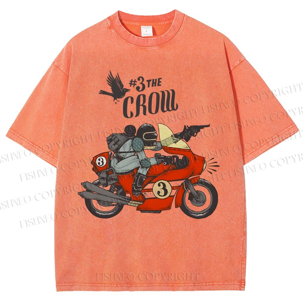 Unisex Cool Motorcycle Printed Washed Tee