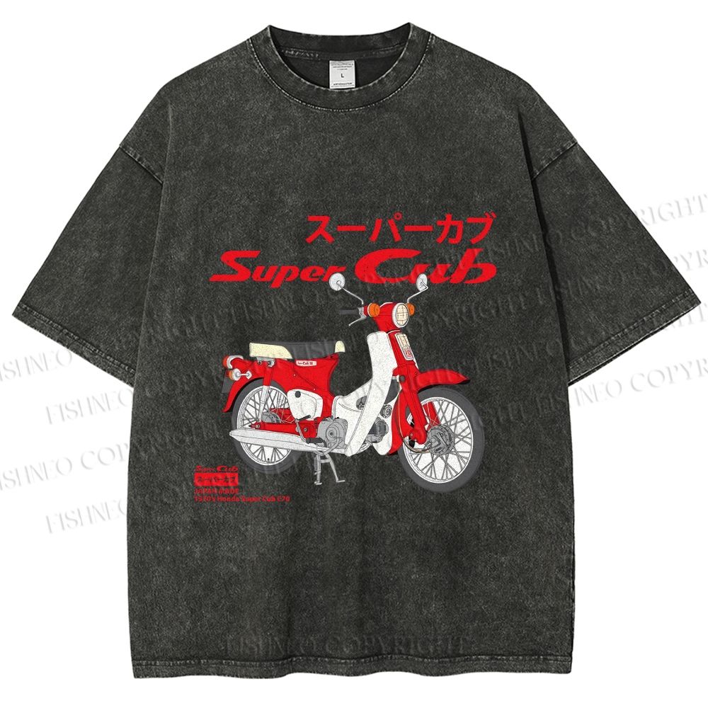 Unisex Honda Super Cub C70 Printed Washed Tee