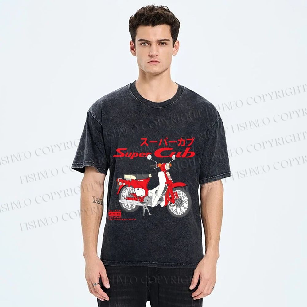 Unisex Honda Super Cub C70 Printed Washed Tee