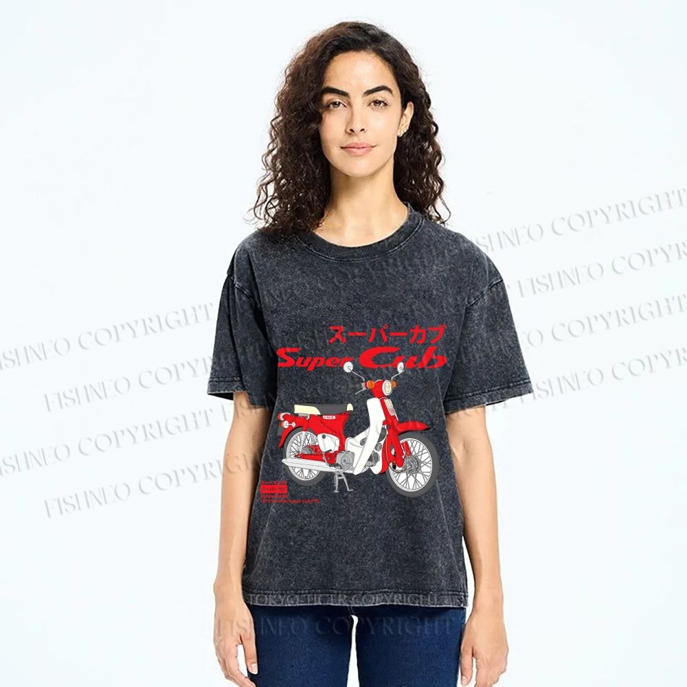 Unisex Honda Super Cub C70 Printed Washed Tee