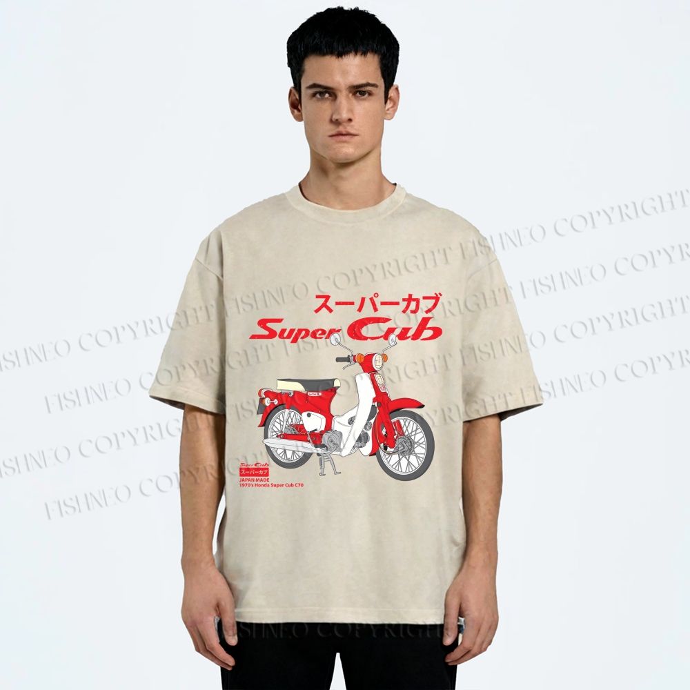 Unisex Honda Super Cub C70 Printed Washed Tee