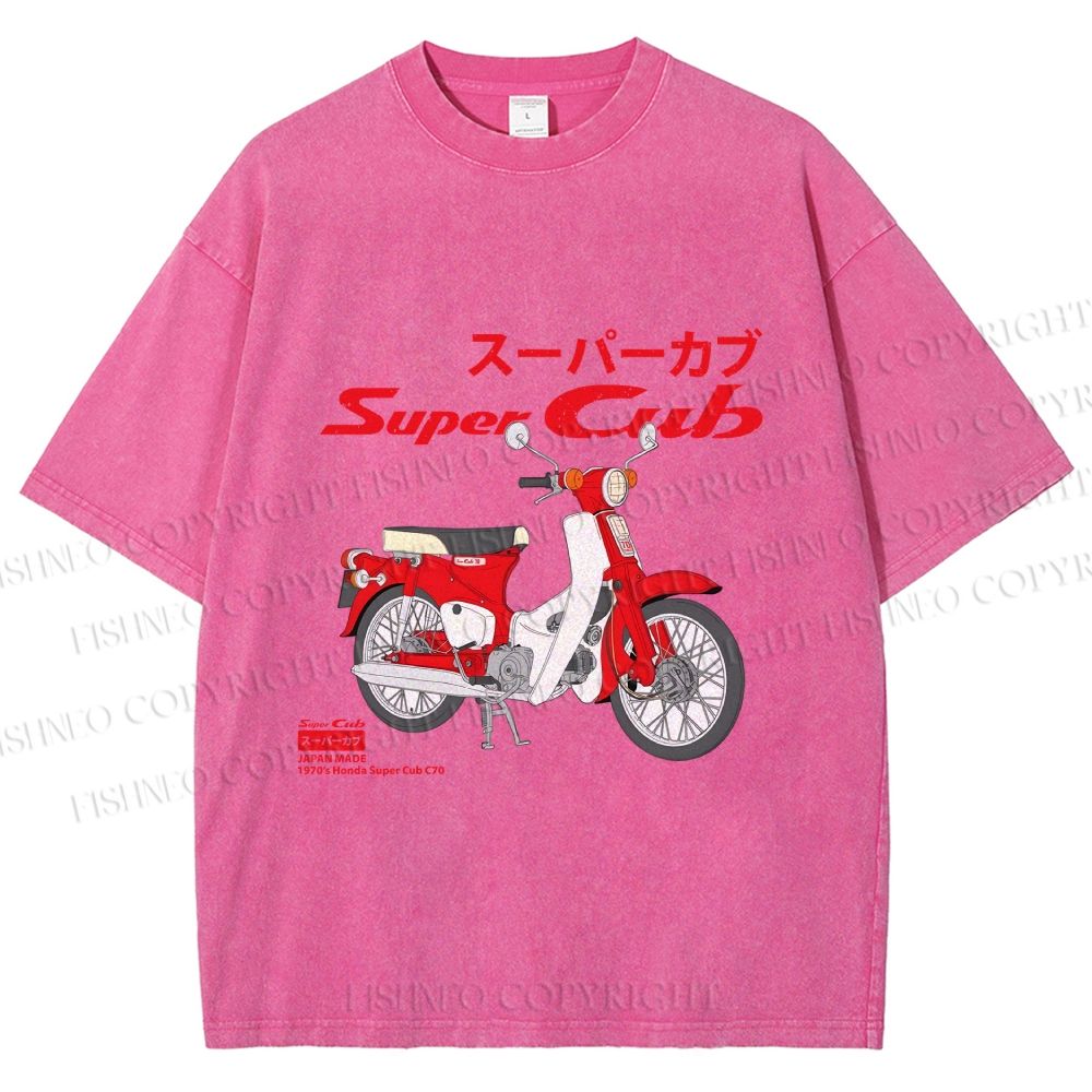 Unisex Honda Super Cub C70 Printed Washed Tee