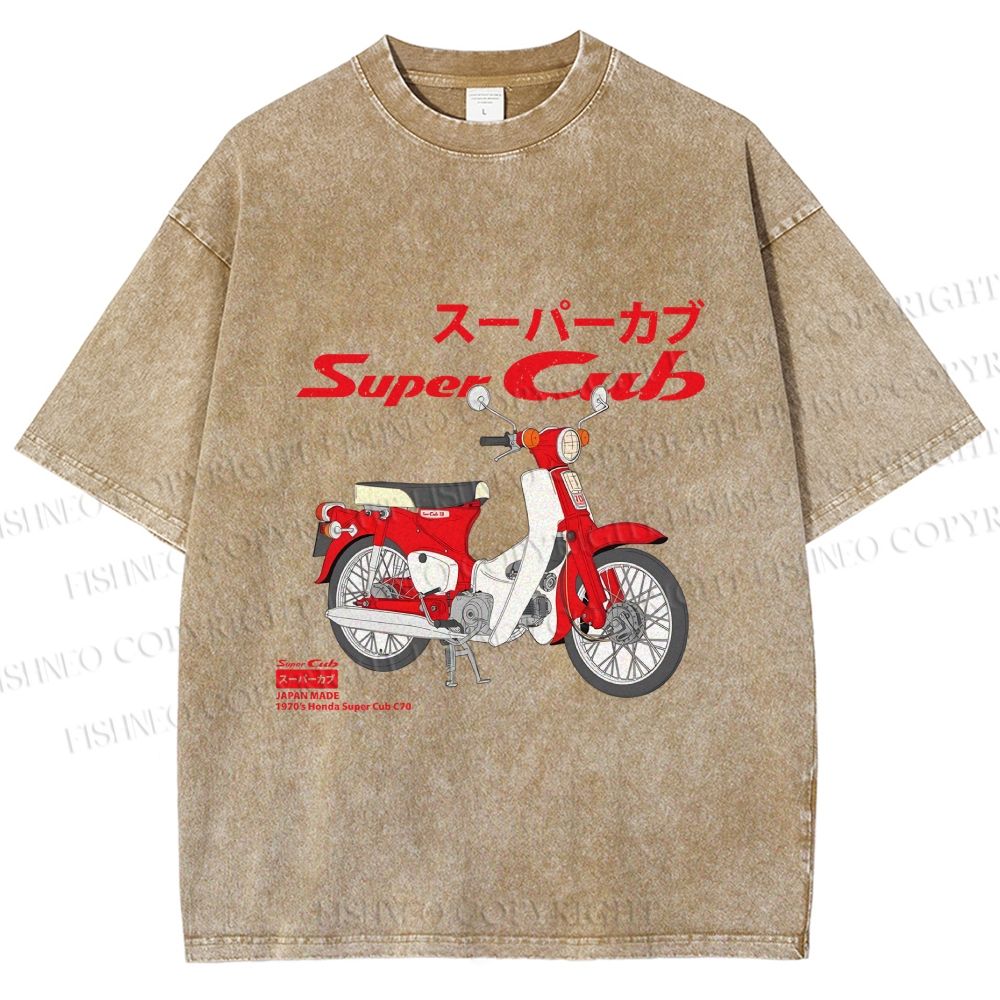 Unisex Honda Super Cub C70 Printed Washed Tee