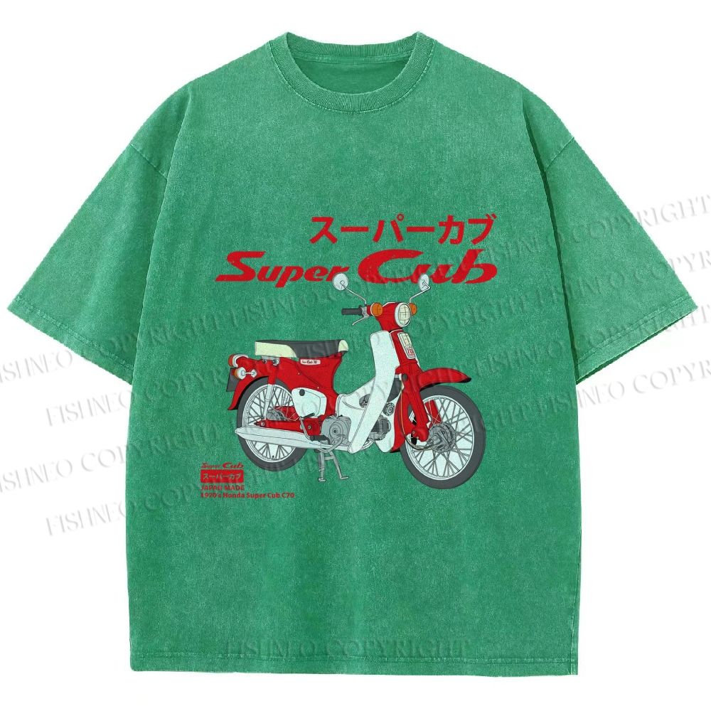 Unisex Honda Super Cub C70 Printed Washed Tee