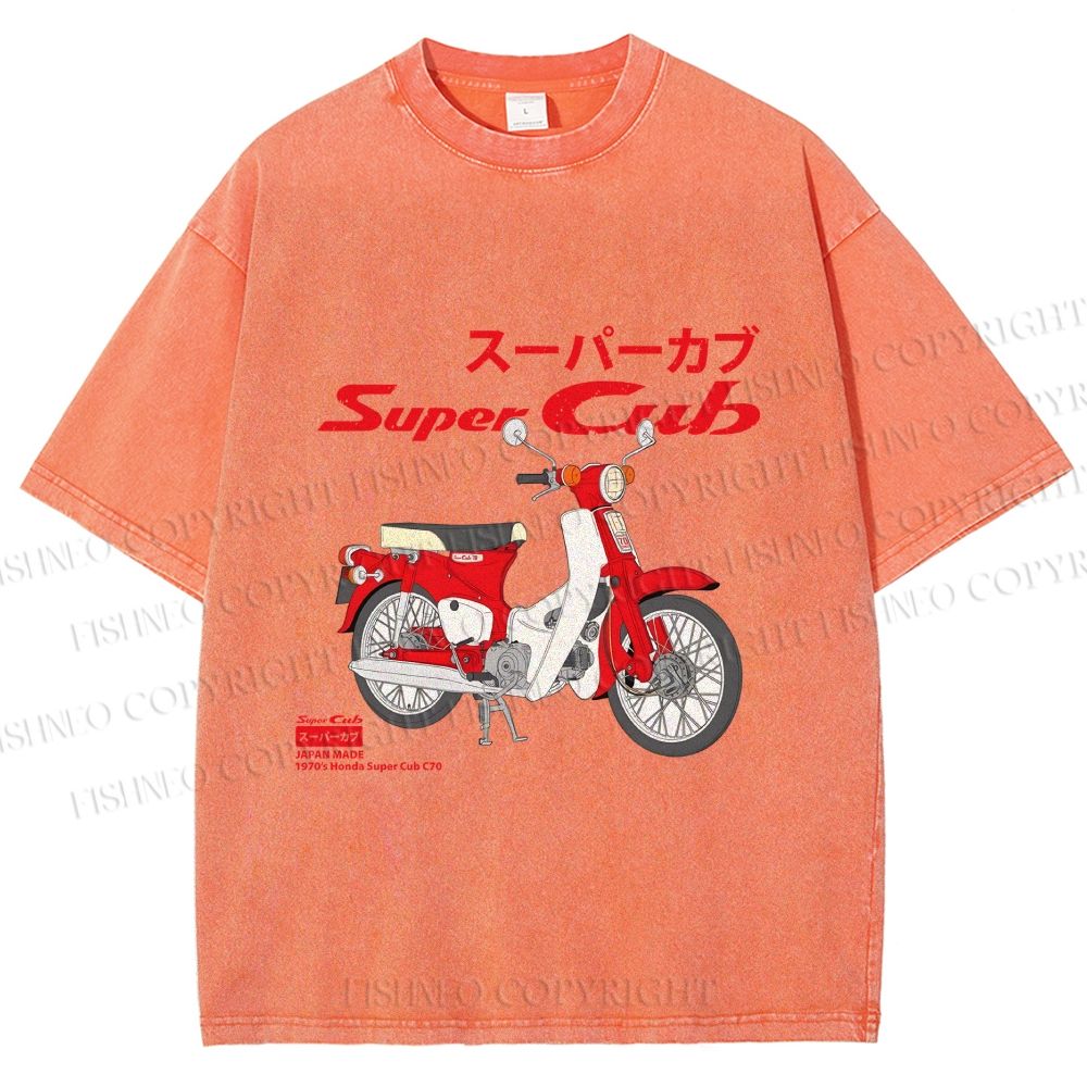 Unisex Honda Super Cub C70 Printed Washed Tee