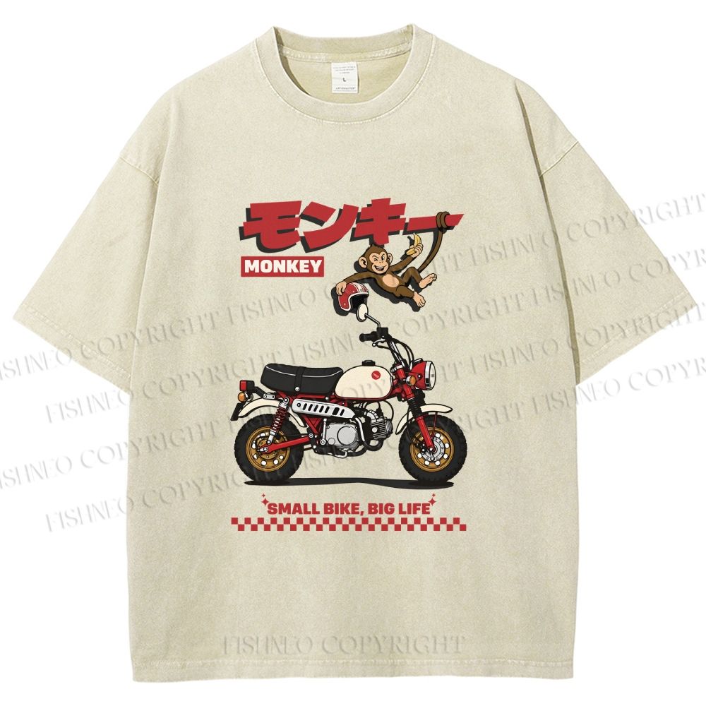 Unisex Honda Monkey Printed Washed Tee
