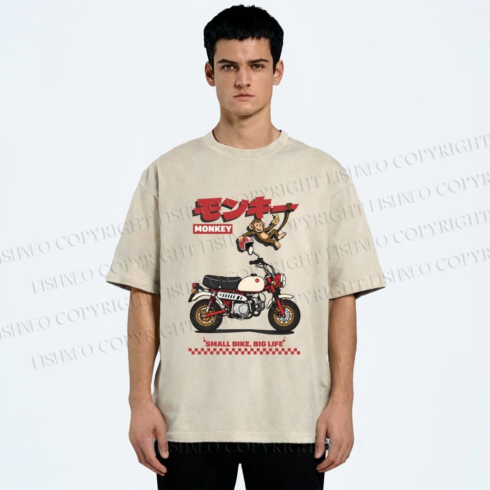 Unisex Honda Monkey Printed Washed Tee
