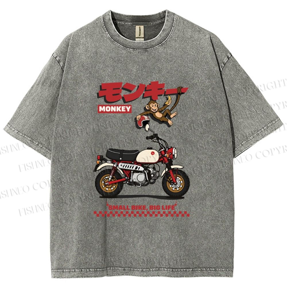 Unisex Honda Monkey Printed Washed Tee