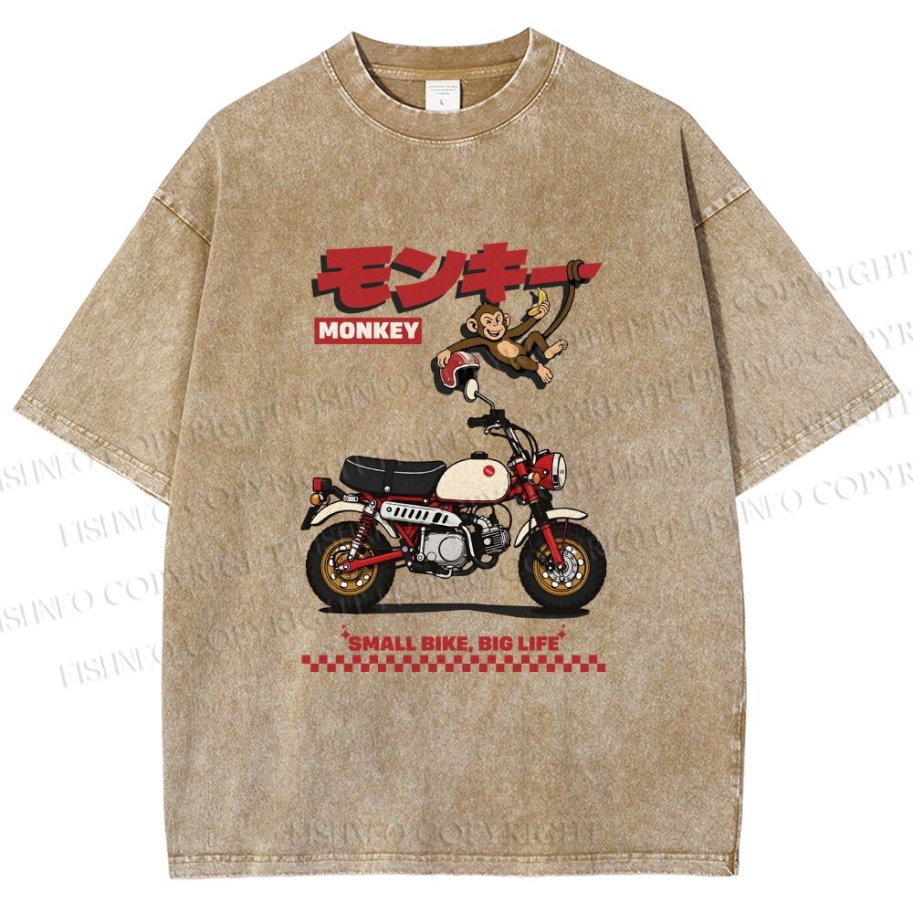 Unisex Honda Monkey Printed Washed Tee