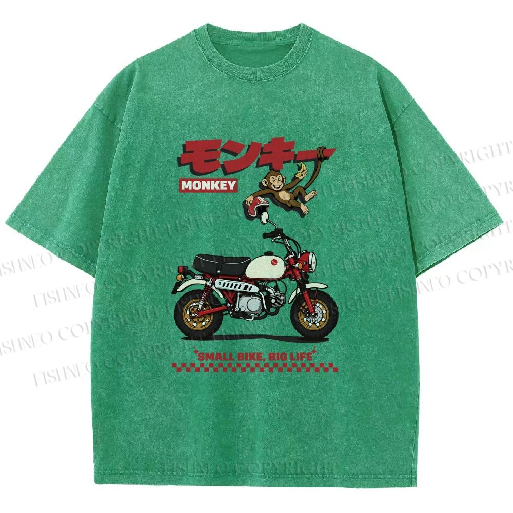 Unisex Honda Monkey Printed Washed Tee