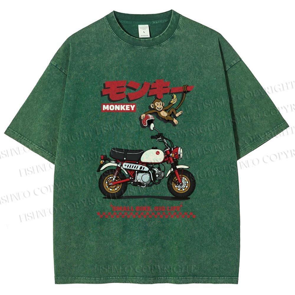 Unisex Honda Monkey Printed Washed Tee