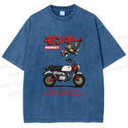 Unisex Honda Monkey Printed Washed Tee