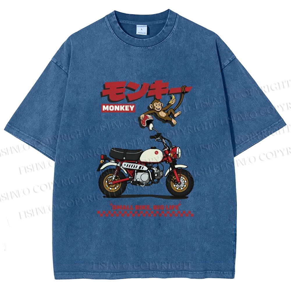 Unisex Honda Monkey Printed Washed Tee