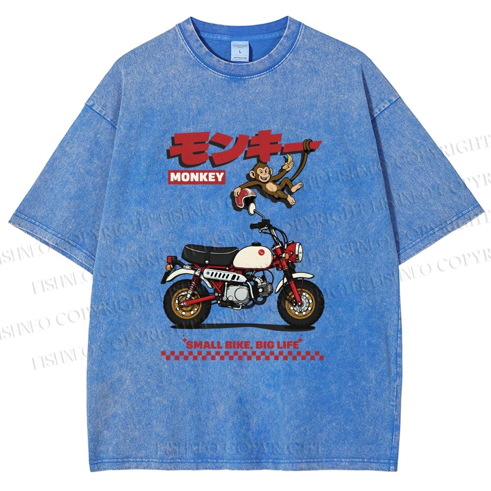 Unisex Honda Monkey Printed Washed Tee