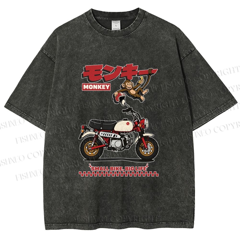 Unisex Honda Monkey Printed Washed Tee